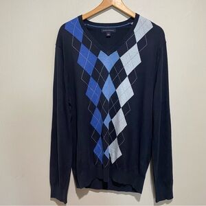 Banana Republic Men’s‎ Blue V-Neck Sweater with Argyle Pattern Size L